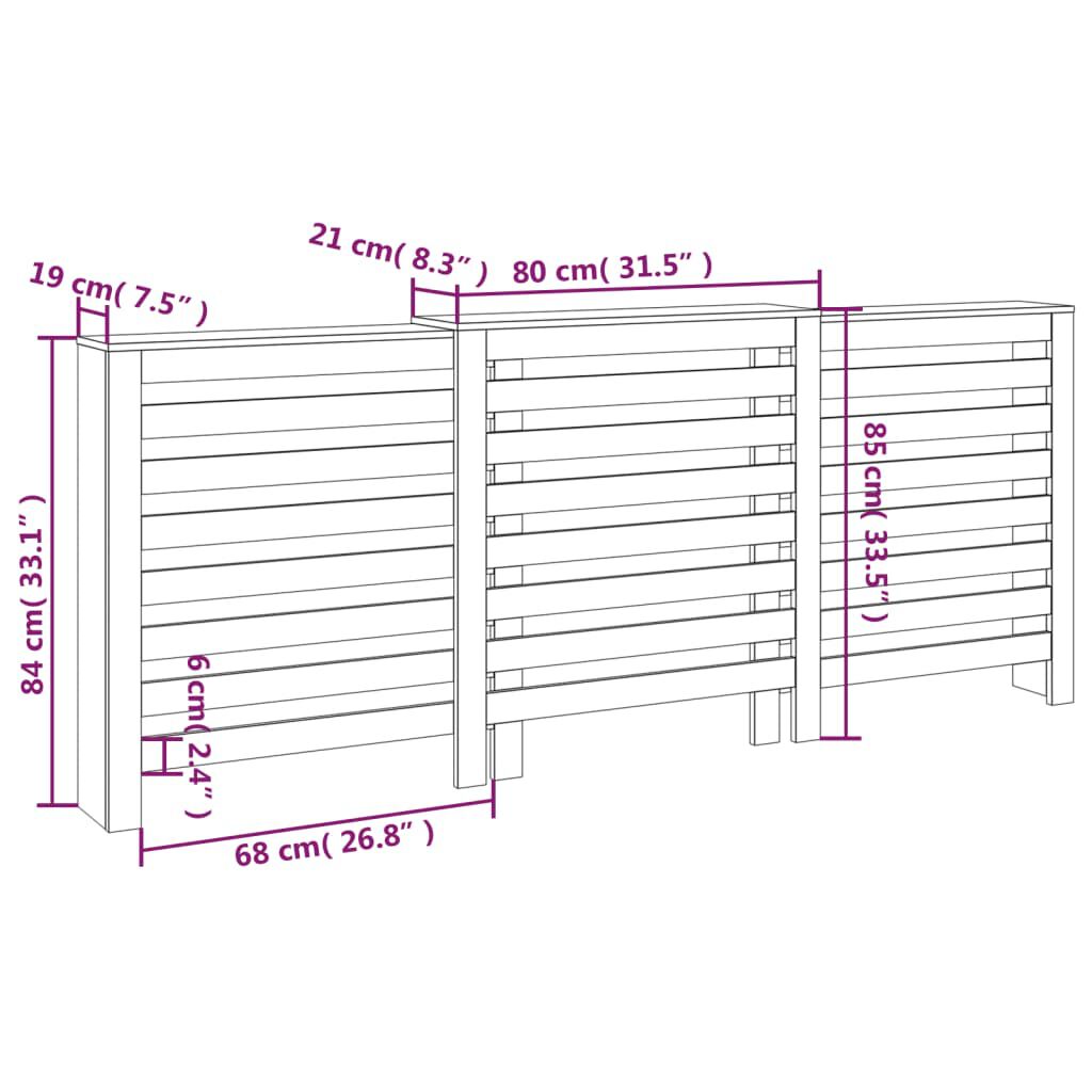 Cache-radiateur bois massif de pin blanc 210 cm