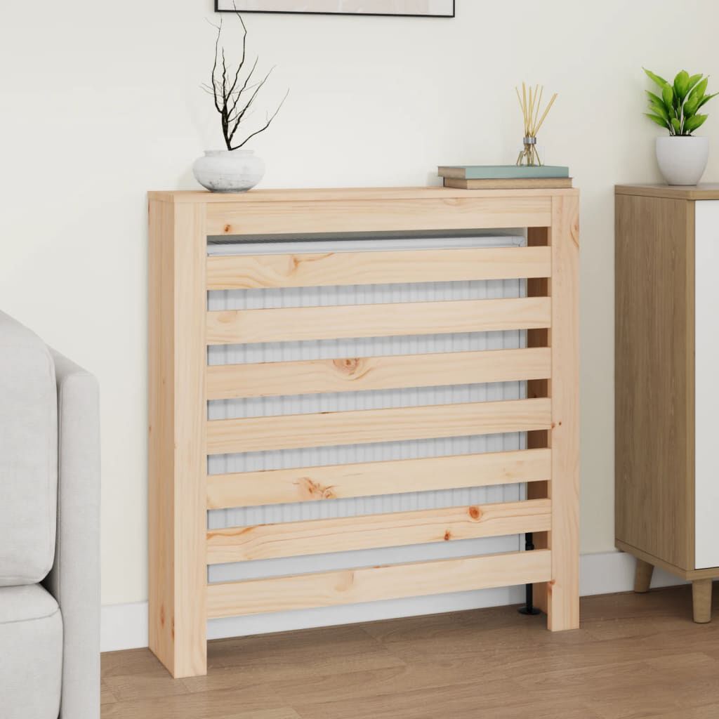 Cache-radiateur bois massif de pin naturel 79,5 x 19 x 84 cm