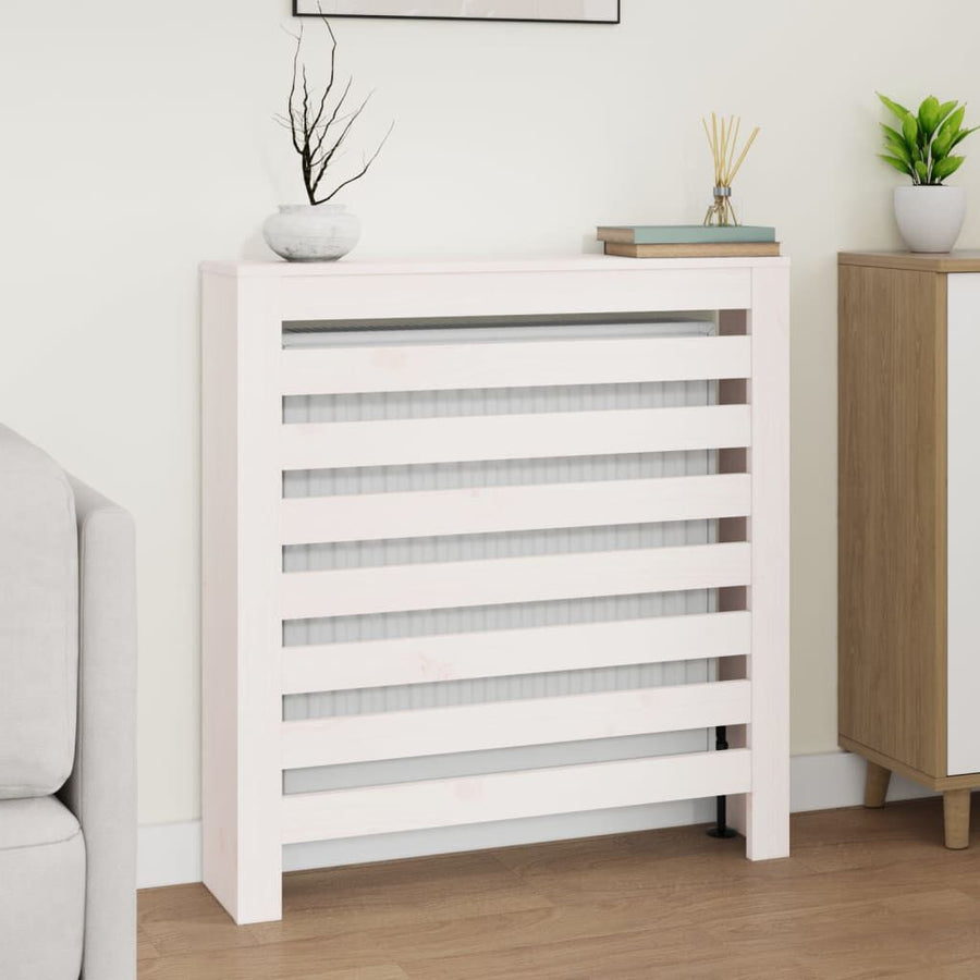 Cache-radiateur blanc en bois massif de pin
