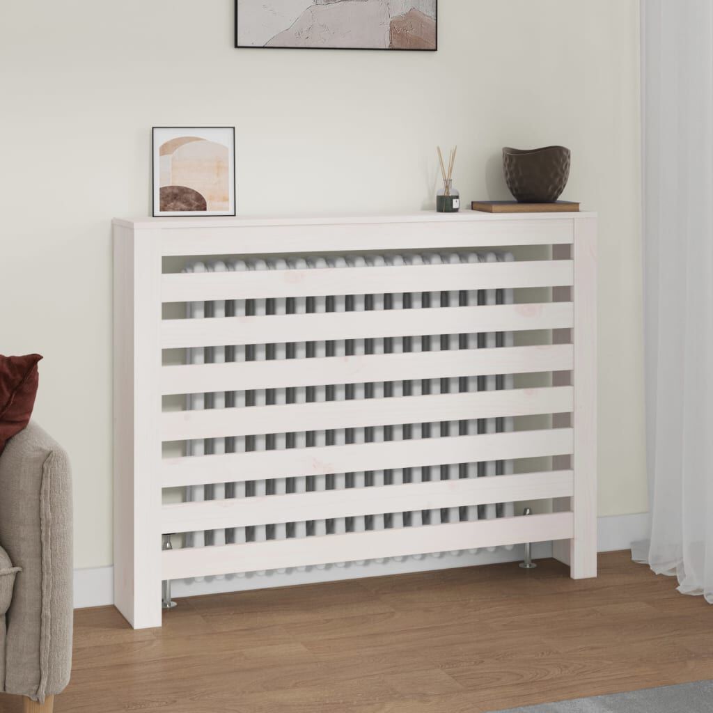 Cache-radiateur bois massif de pin blanc 108,5 x 19 x 84 cm