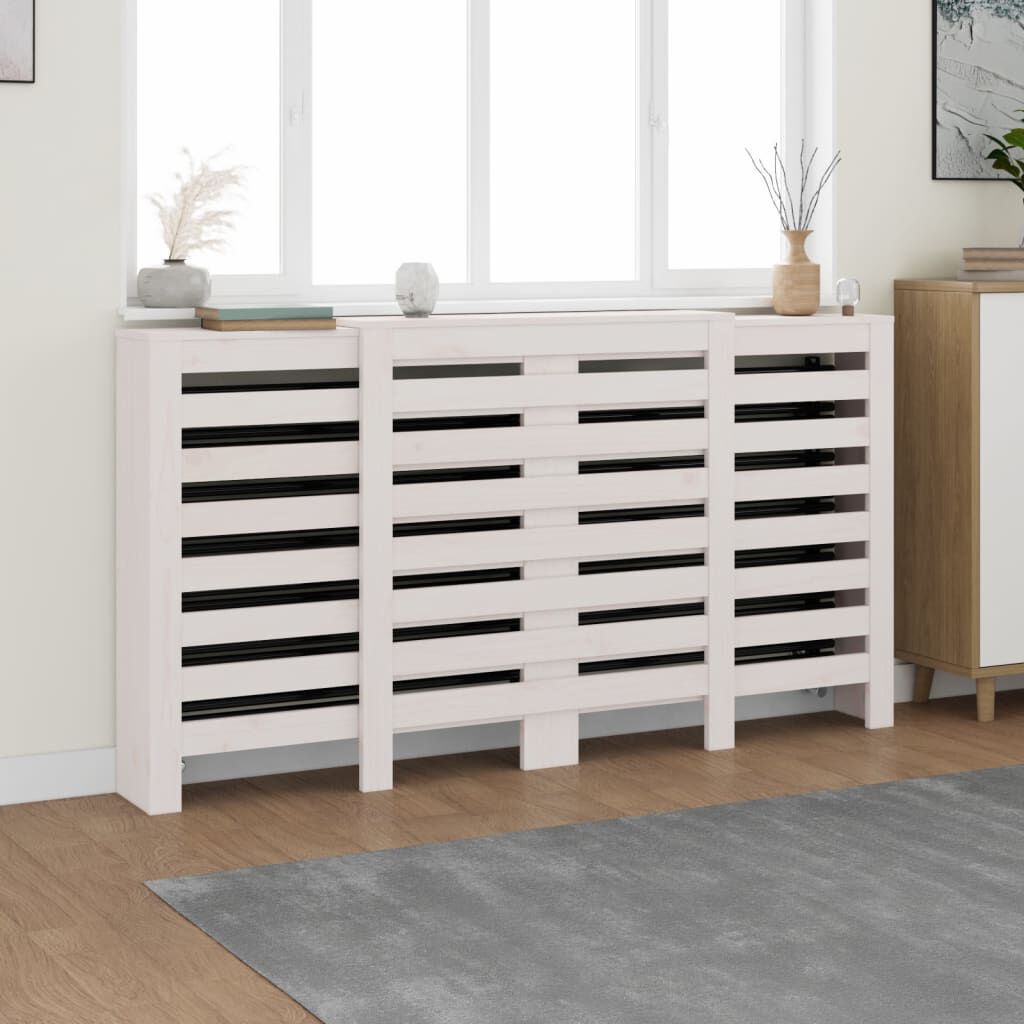 Cache-radiateur bois massif de pin blanc 210 x 21 x 85 cm