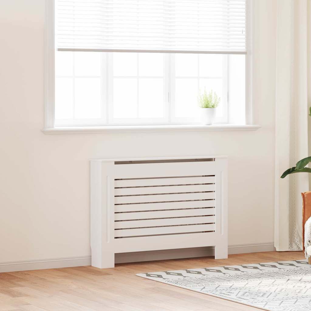 Cache-radiateur en MDF à lattes horizontales avec étagère