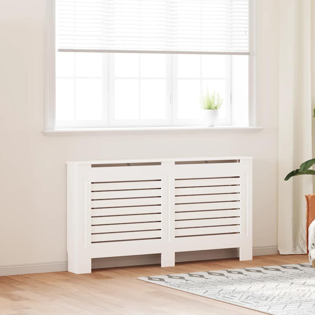 Cache-radiateur en MDF à lattes horizontales avec étagère