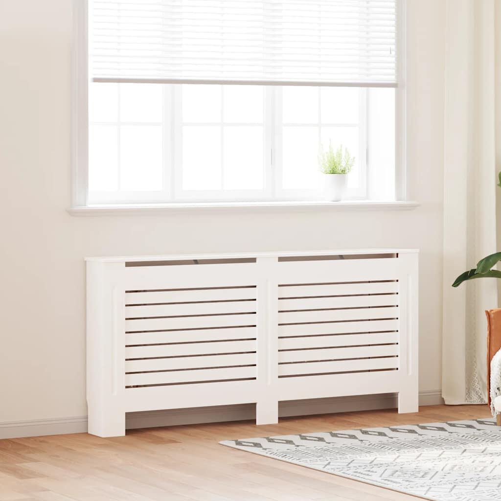 Cache-radiateur en MDF à lattes horizontales avec étagère