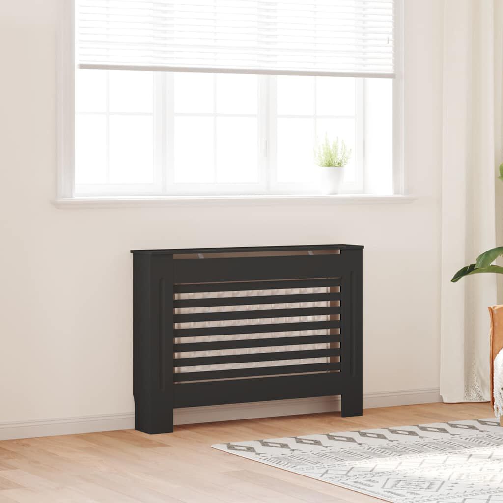 Cache-radiateur en MDF à lattes horizontales avec étagère