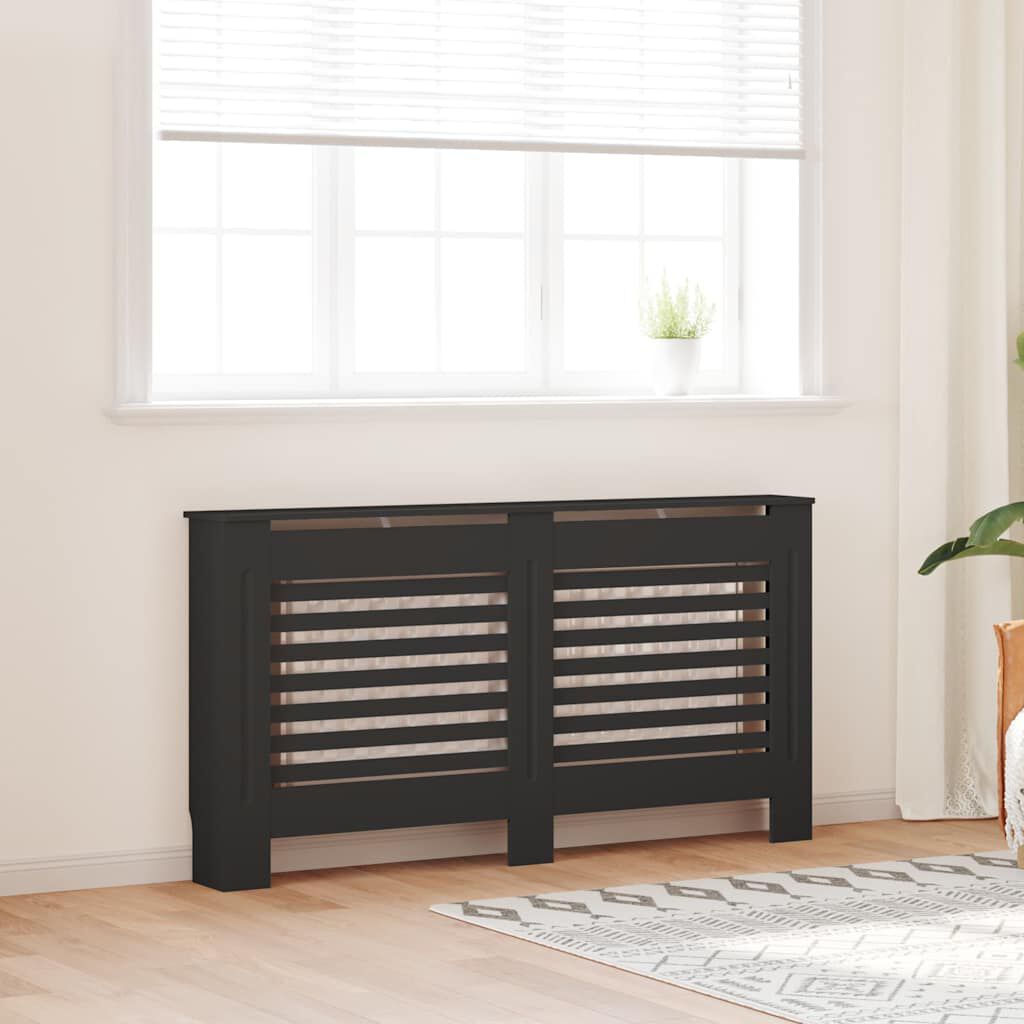 Cache-radiateur en MDF à lattes horizontales avec étagère
