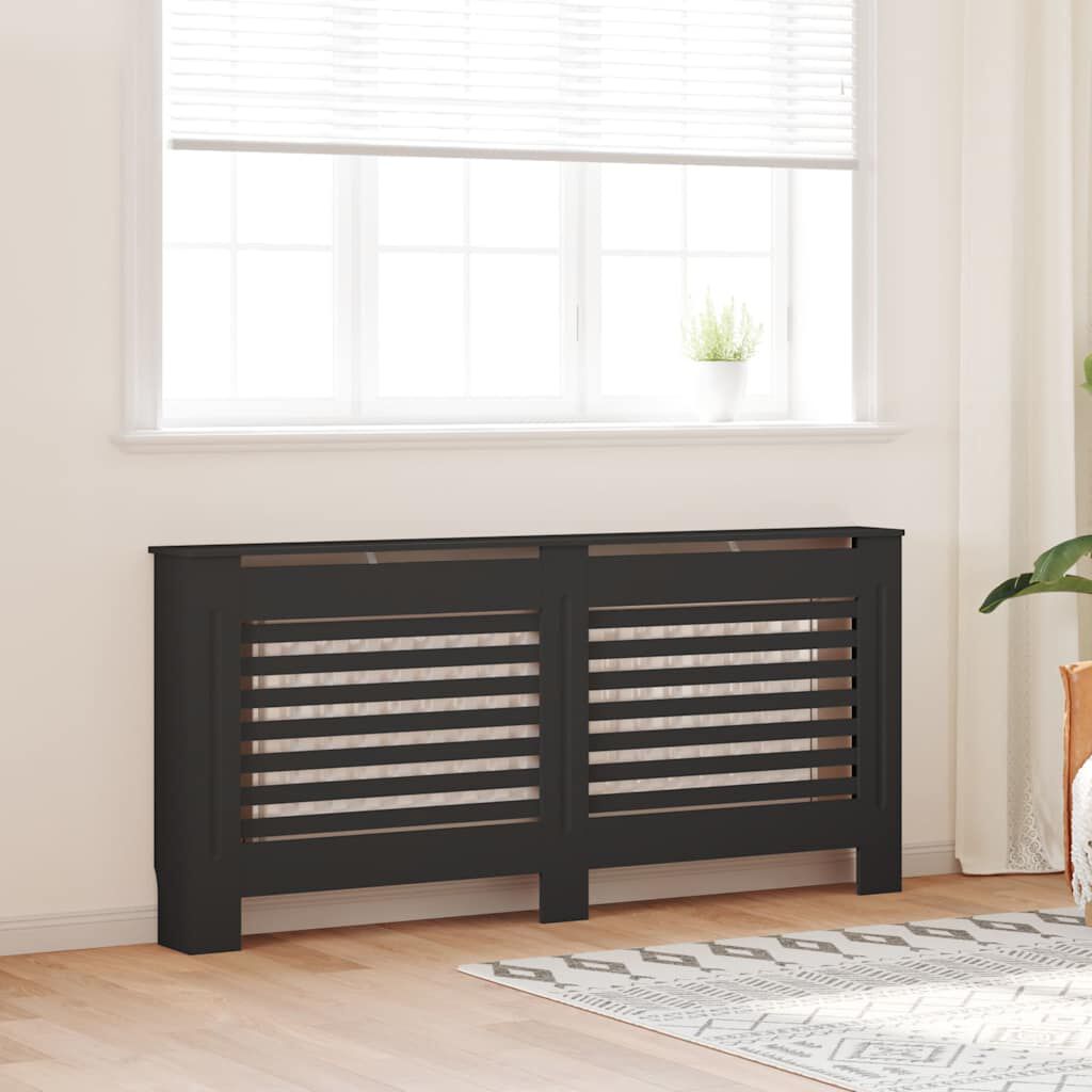 Cache-radiateur en MDF à lattes horizontales avec étagère