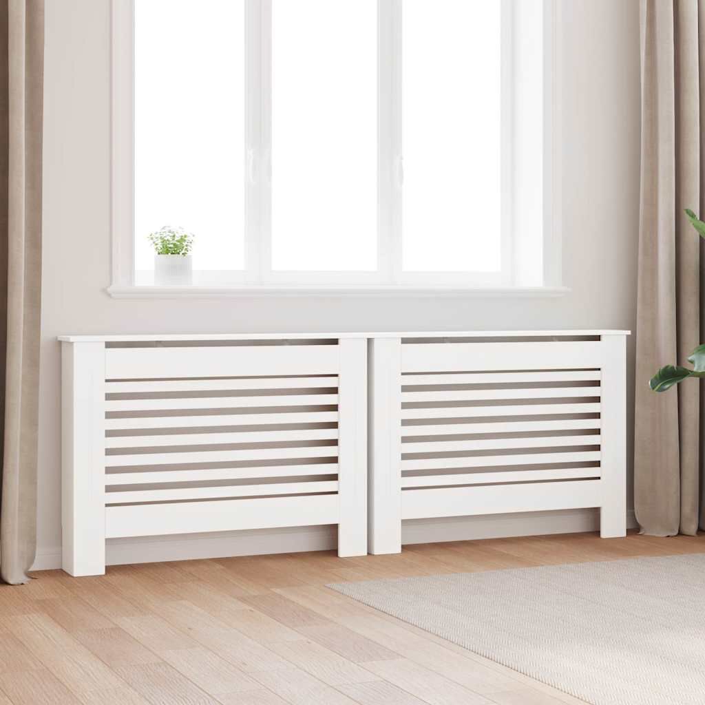 Cache-radiateur en MDF à lattes horizontales avec étagère