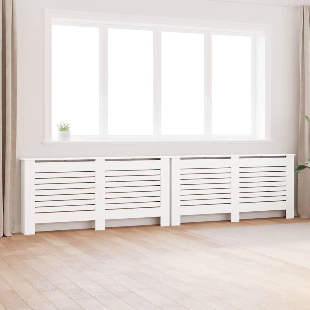 Cache-radiateur en MDF à lattes horizontales avec étagère
