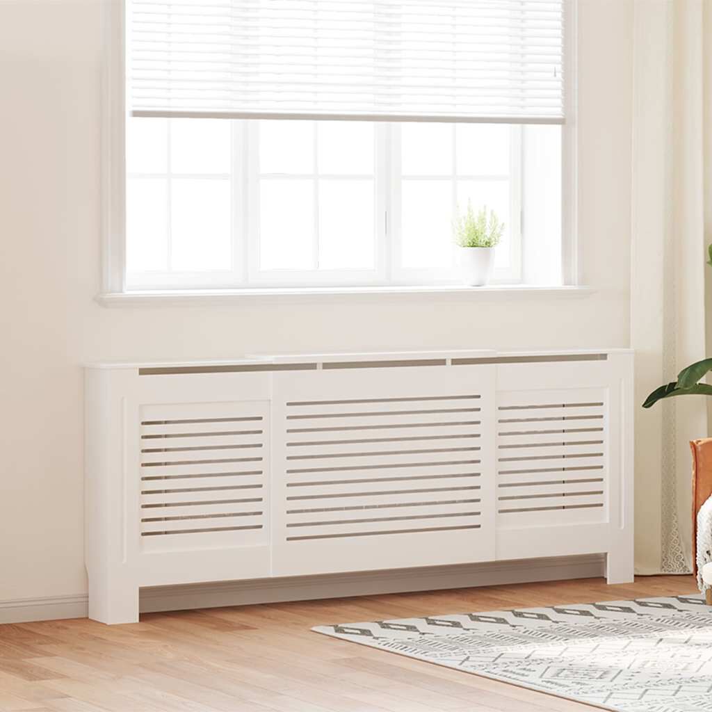 Cache-radiateur en MDF à lattes horizontales avec étagère