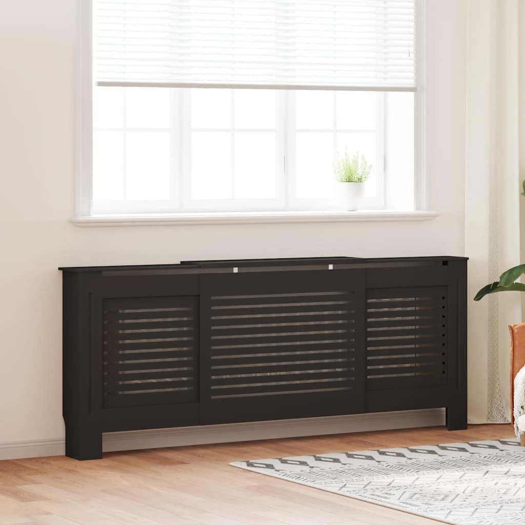 Cache-radiateur en MDF à lattes horizontales avec étagère