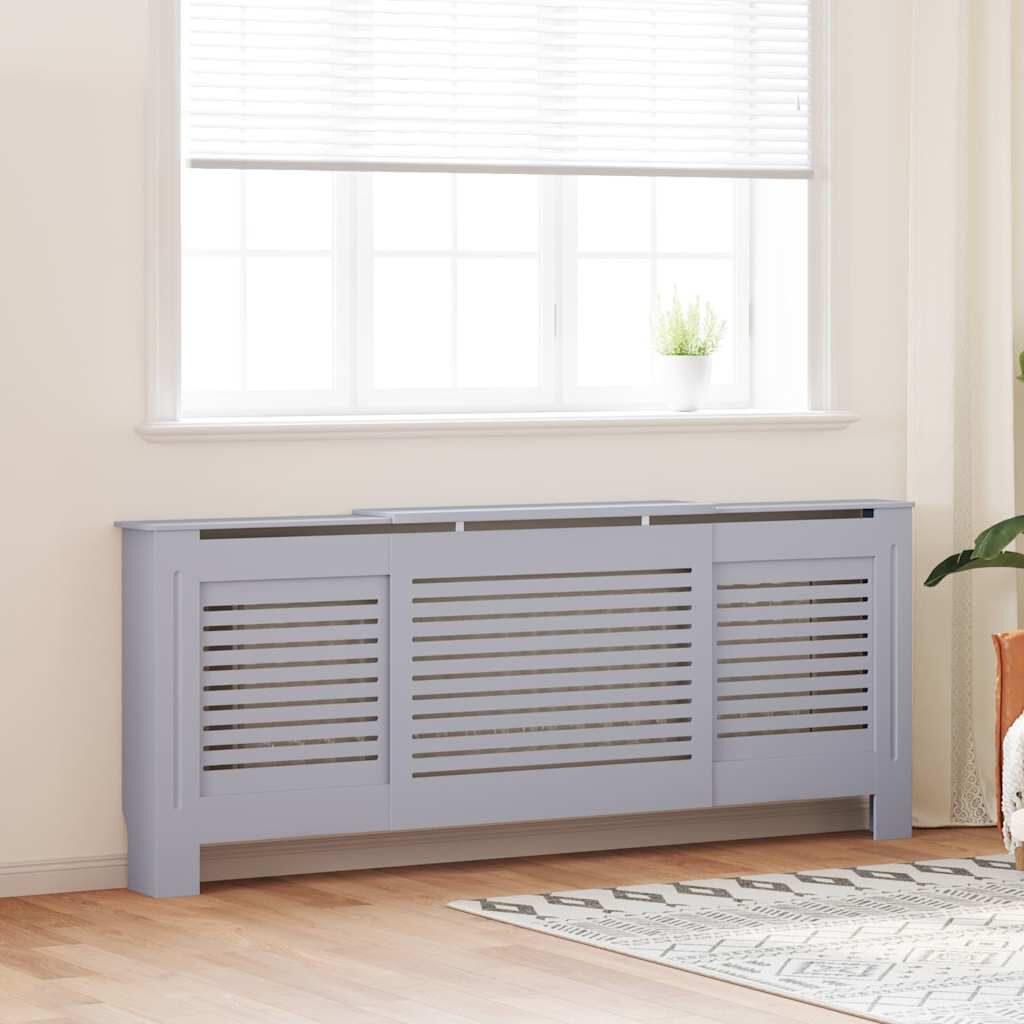 Cache-radiateur en MDF à lattes horizontales avec étagère
