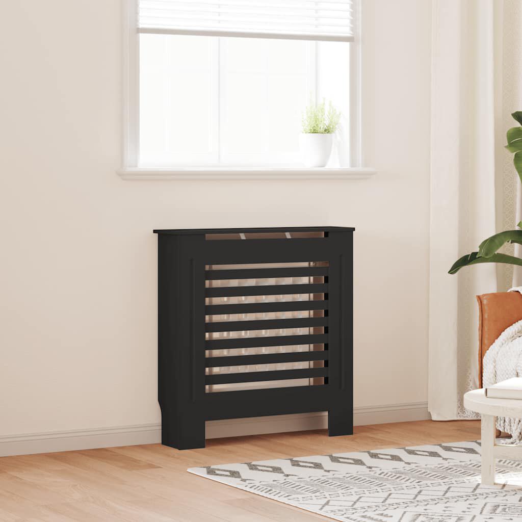 Cache-radiateur en MDF à lattes horizontales avec étagère