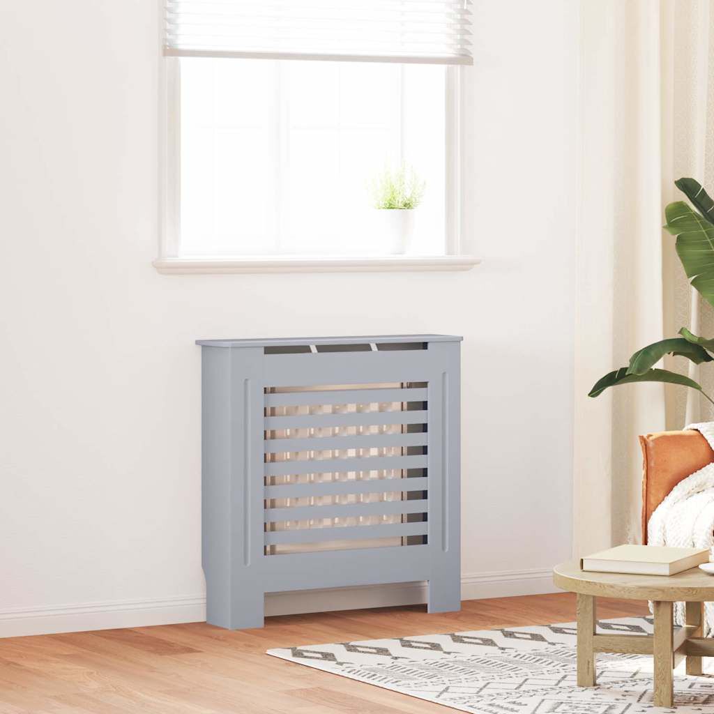 Cache-radiateur en MDF à lattes horizontales avec étagère