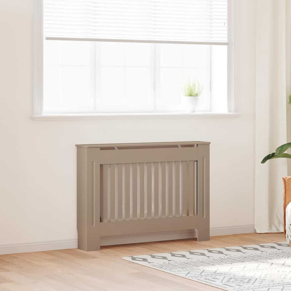 Cache-radiateur en bois à lattes avec étagère – 13 coloris, 5 tailles