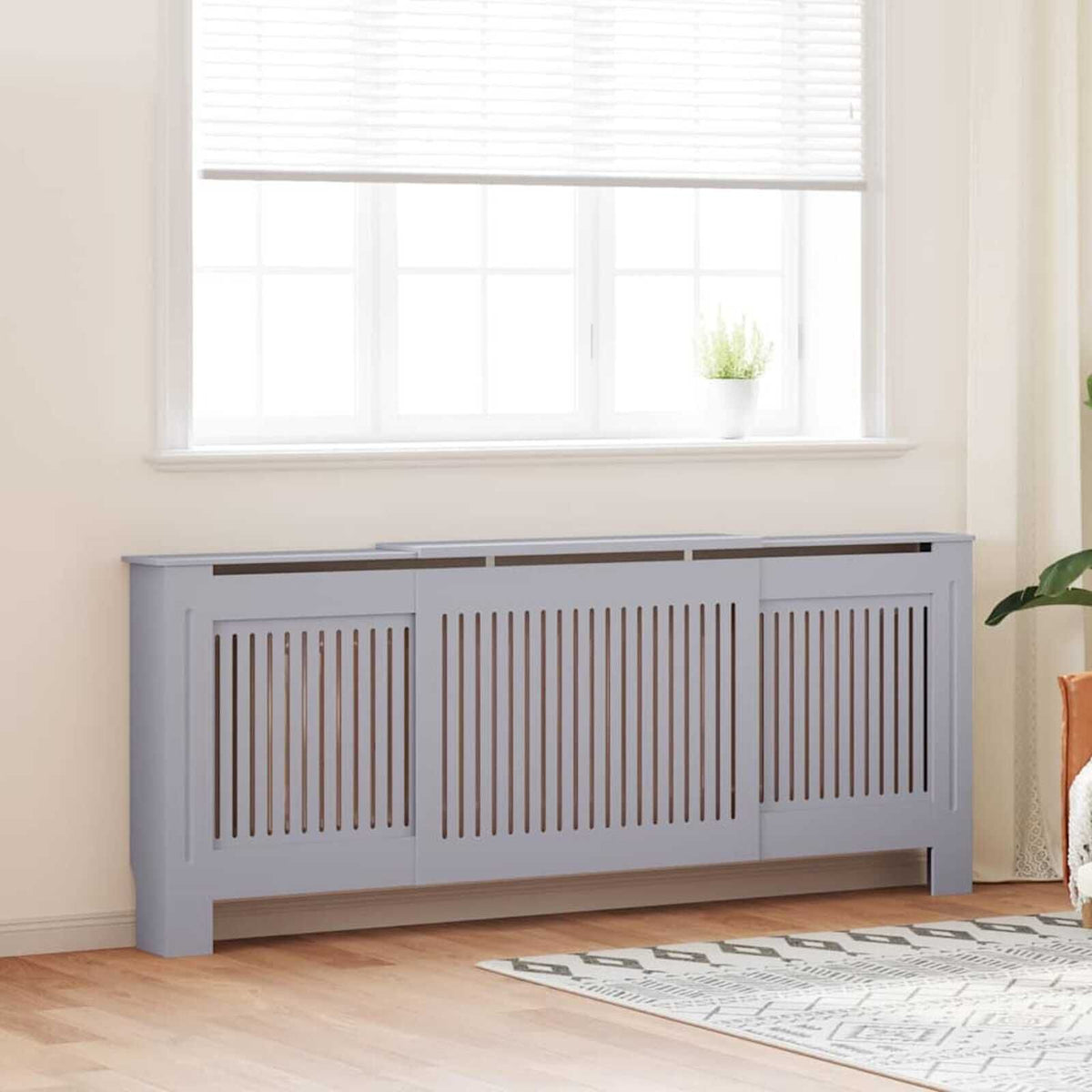 Cache-radiateur en bois à lattes avec étagère – 13 coloris, 5 tailles