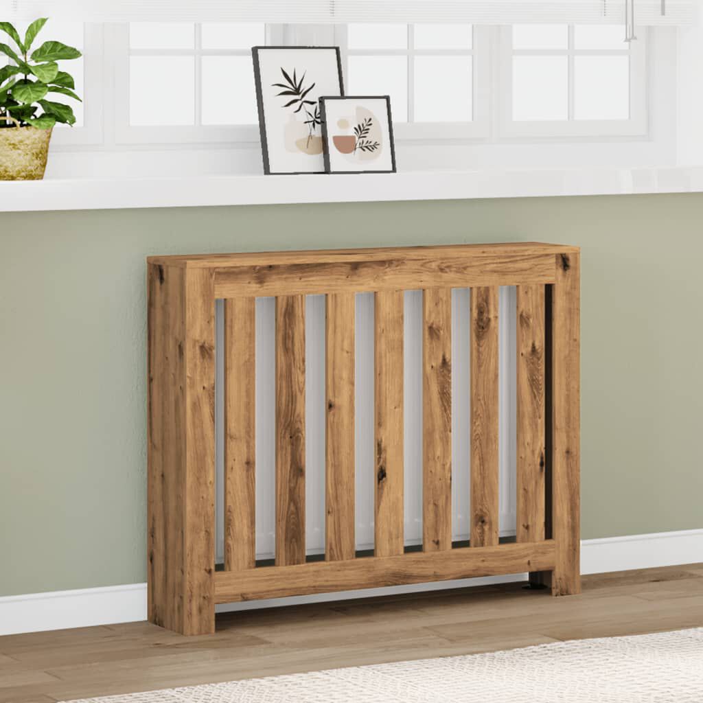 Cache-radiateur en bois à lattes horizontales ou verticales avec étagère – 10 finitions