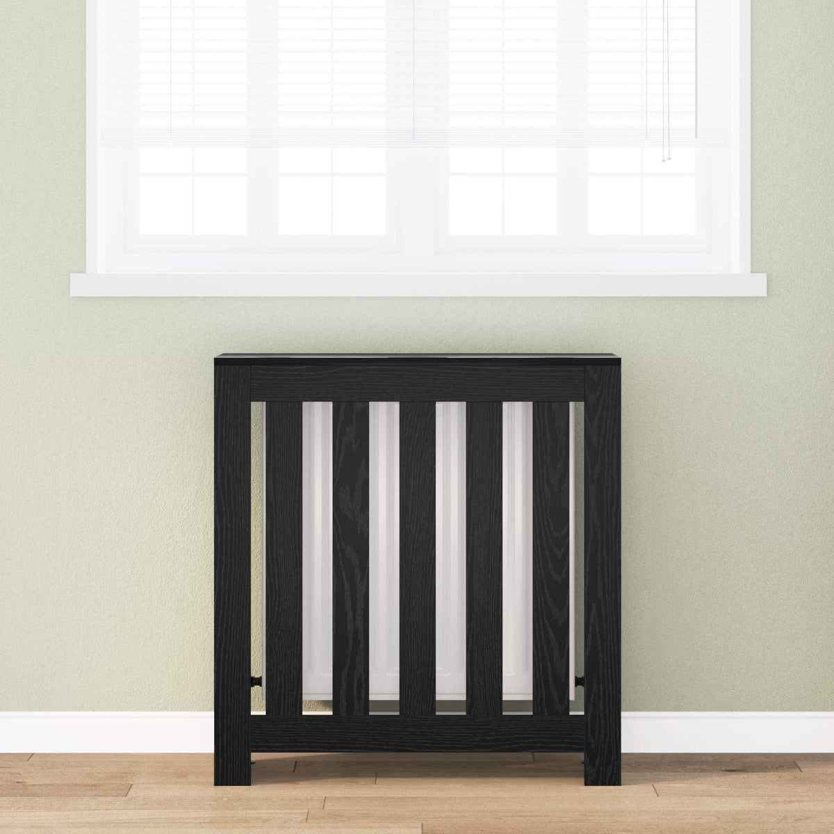Cache-radiateur en bois à lattes horizontales ou verticales avec étagère – 10 finitions