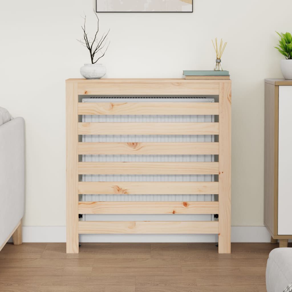 Cache-radiateur bois massif de pin naturel 79,5 cm