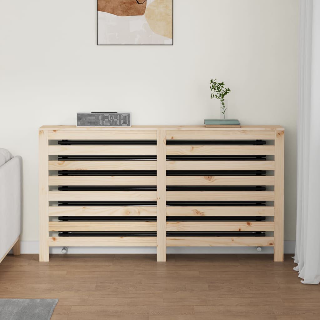 Cache-radiateur bois massif de pin naturel 153 cm
