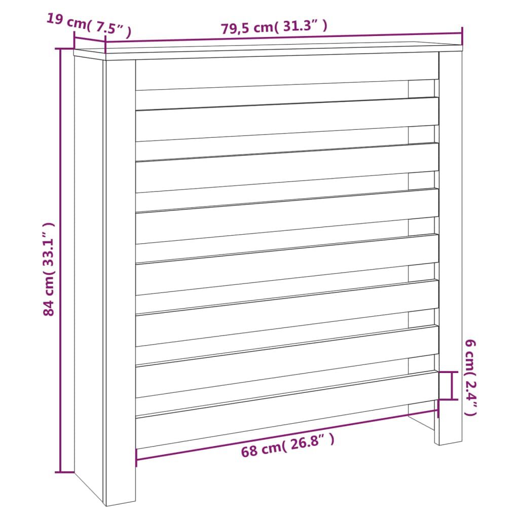 Cache-radiateur bois massif de pin naturel 79,5 cm
