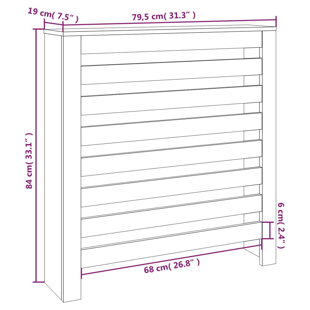 Cache-radiateur bois massif de pin blanc 79,5 cm
