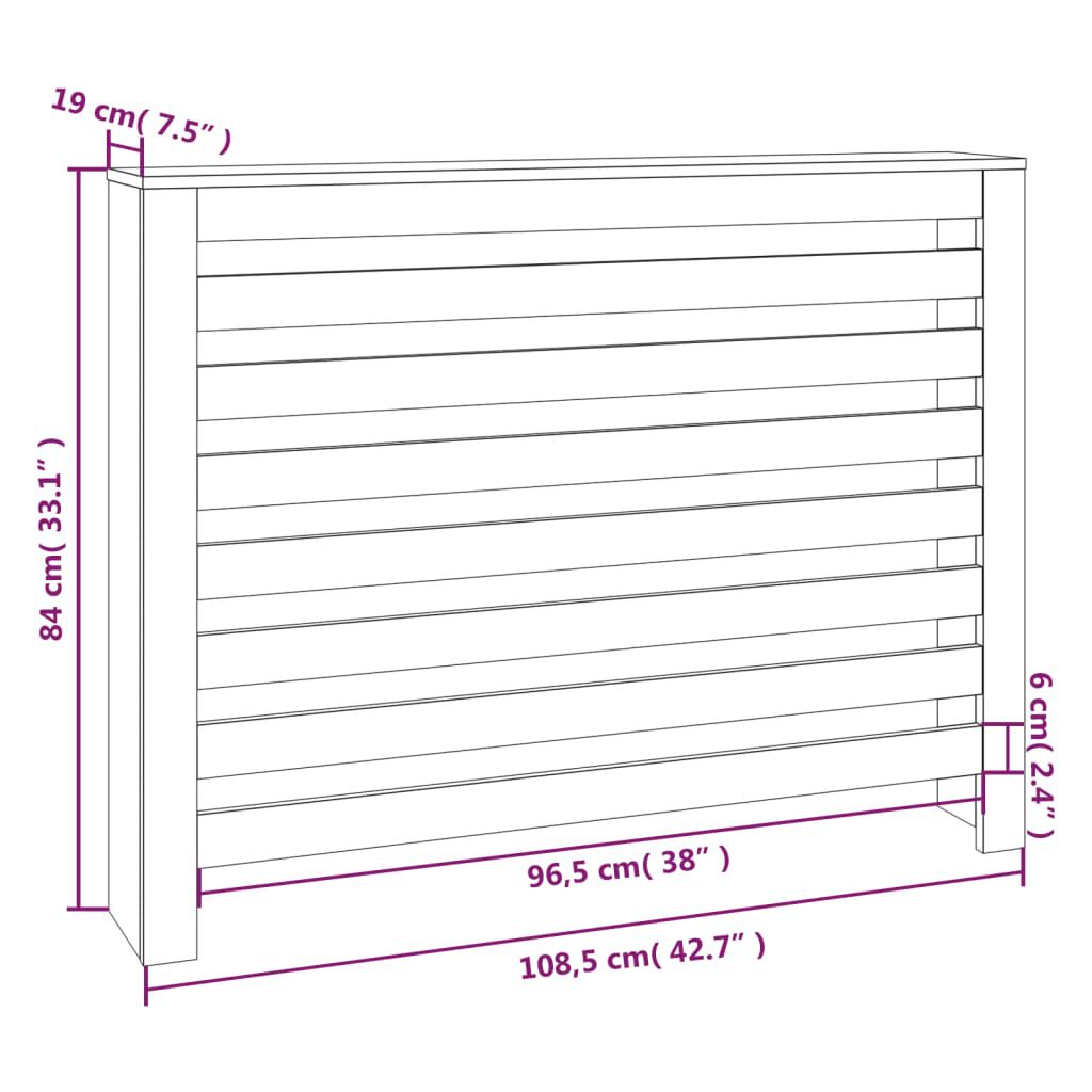 Cache-radiateur bois massif de pin blanc 108,5 cm