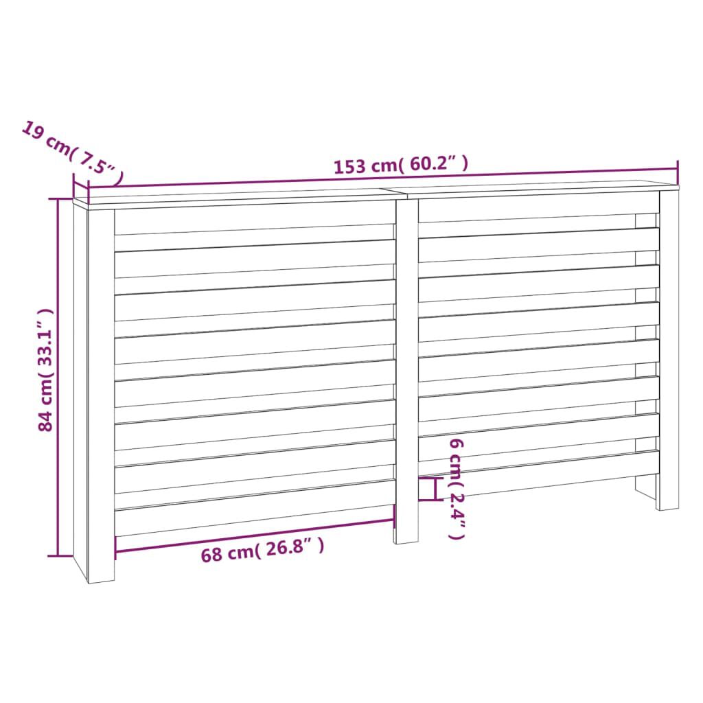 Cache-radiateur bois massif de pin naturel 153 cm