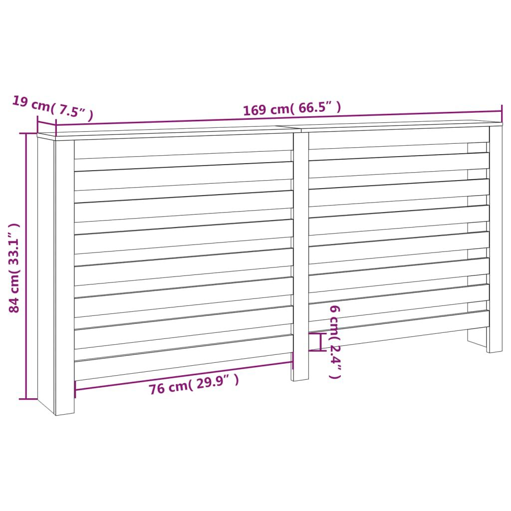 Cache-radiateur bois massif de pin blanc 169 cm